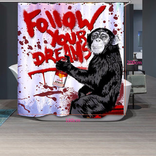 Waterproof Chimpanzee Graffiti Shower Curtain