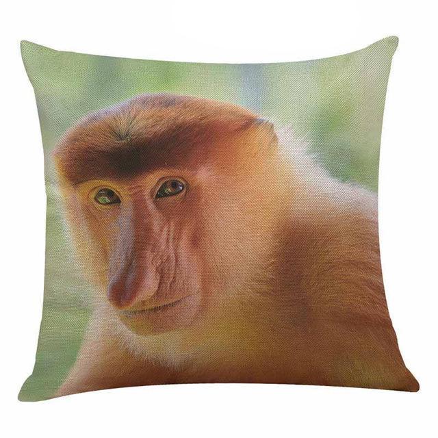 Linen Monkey Design  Pillow
