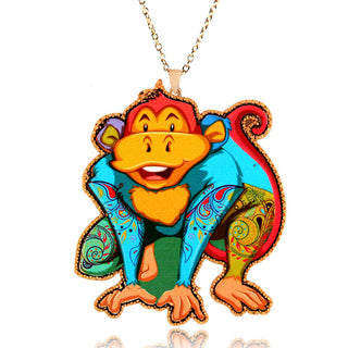 Cubic Monkey Pendant Necklace
