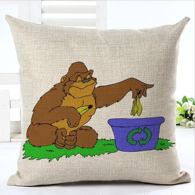 Cotton Square Monkey Pillow