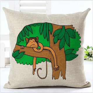 Monkey Printed Throw Pillowcase