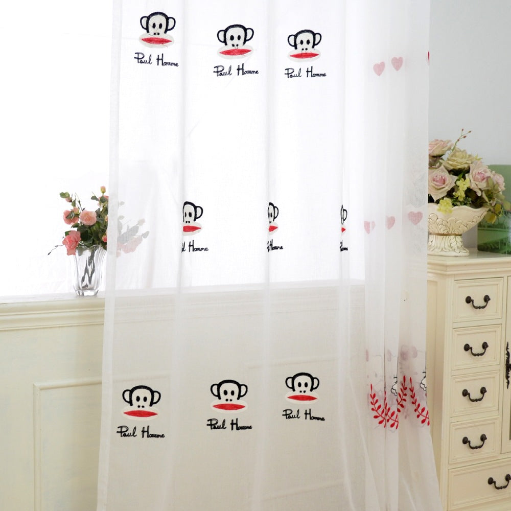 High Quality Monkey Embroidered Curtain